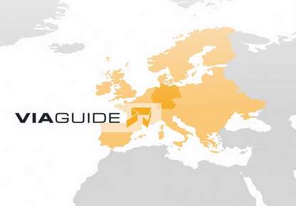 Map of Europe with Via Guide logo